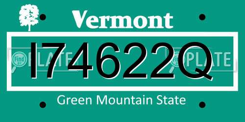 I74622Q Vermont License Plate