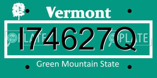 I74627Q Vermont License Plate