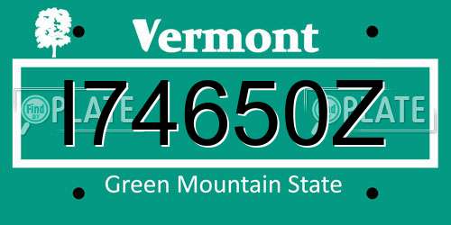 I74650Z Vermont License Plate