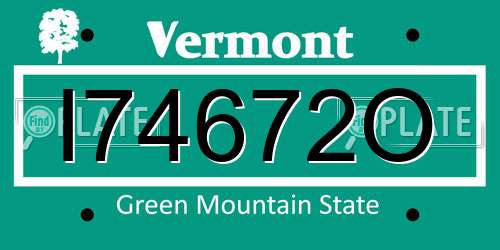 I74672O Vermont License Plate