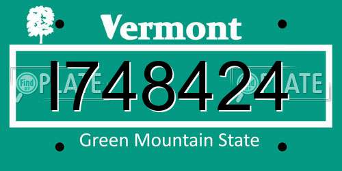 I748424 Vermont License Plate