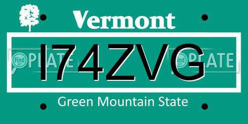 I74ZVG Vermont License Plate