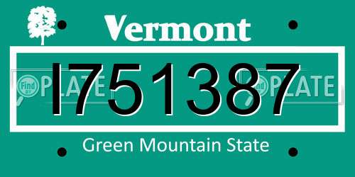 I751387 Vermont License Plate