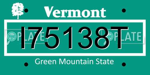 I75138T Vermont License Plate