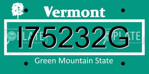 I75232G Vermont License Plate