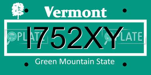 I752XY Vermont License Plate