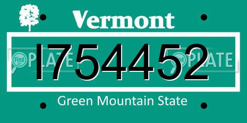 I754452 Vermont License Plate