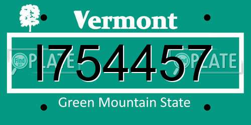 I754457 Vermont License Plate