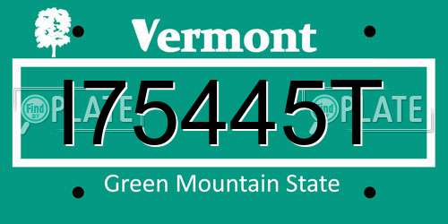 I75445T Vermont License Plate