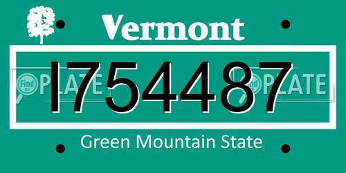 I754487 Vermont License Plate