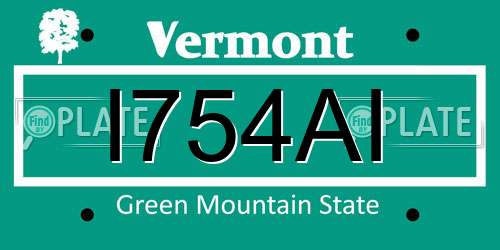 I754AI Vermont License Plate