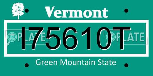 I75610T Vermont License Plate