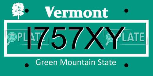 I757XY Vermont License Plate