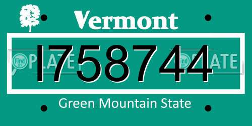I758744 Vermont License Plate