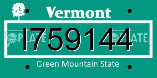 I759144 Vermont License Plate