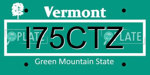 I75CTZ Vermont License Plate