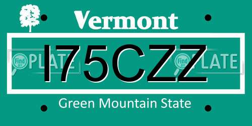 I75CZZ Vermont License Plate