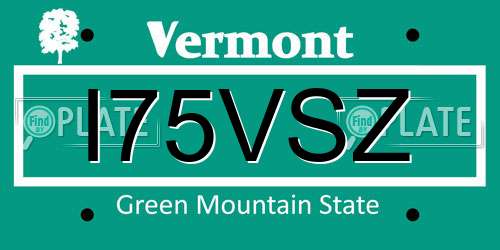 I75VSZ Vermont License Plate
