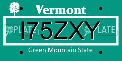 I75ZXY Vermont License Plate
