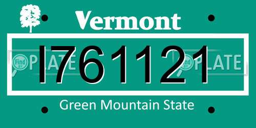 I761121 Vermont License Plate