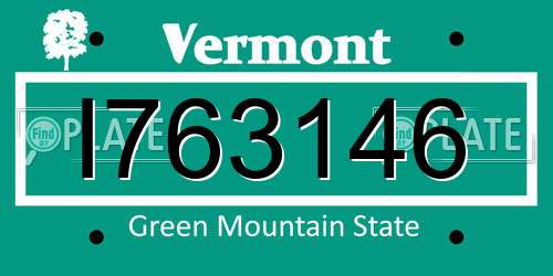 I763146 Vermont License Plate