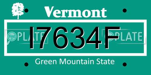 I7634F Vermont License Plate