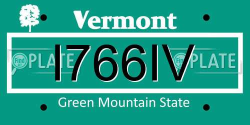 I766IV Vermont License Plate