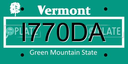 I770DA Vermont License Plate