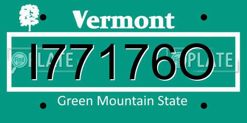 I77176O Vermont License Plate