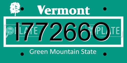 I77266O Vermont License Plate