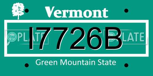 I7726B Vermont License Plate