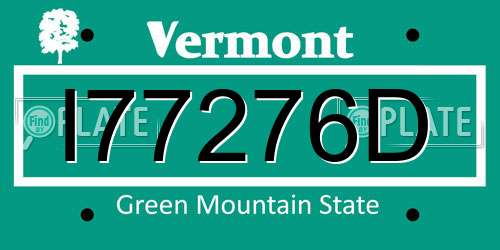 I77276D Vermont License Plate