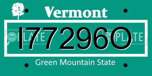 I77296O Vermont License Plate