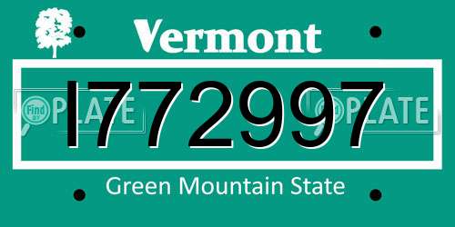 I772997 Vermont License Plate