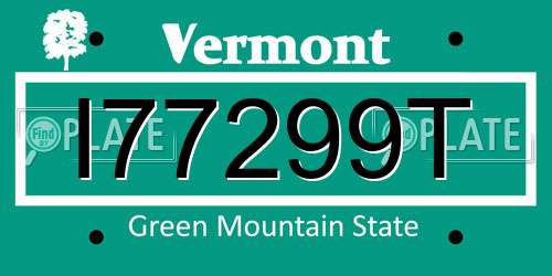 I77299T Vermont License Plate