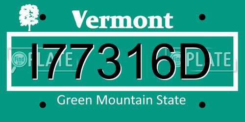 I77316D Vermont License Plate
