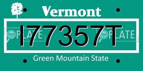 I77357T Vermont License Plate
