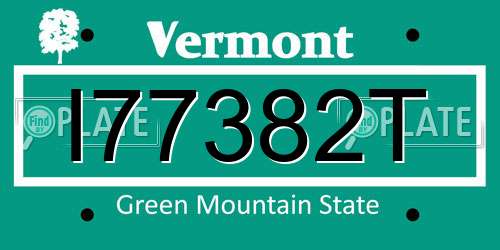 I77382T Vermont License Plate