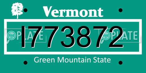 I773872 Vermont License Plate