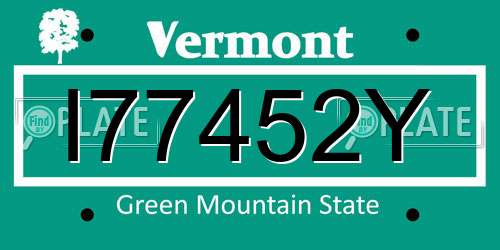 I77452Y Vermont License Plate