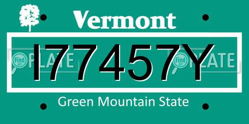 I77457Y Vermont License Plate