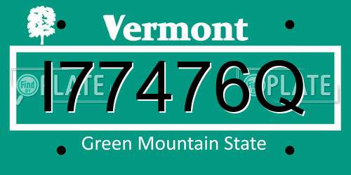 I77476Q Vermont License Plate
