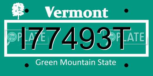 I77493T Vermont License Plate