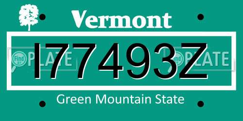 I77493Z Vermont License Plate