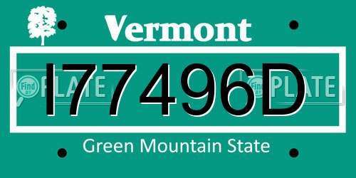 I77496D Vermont License Plate