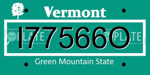 I77566O Vermont License Plate