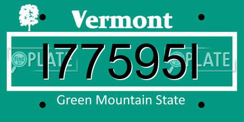 I77595I Vermont License Plate