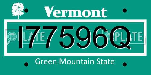 I77596Q Vermont License Plate