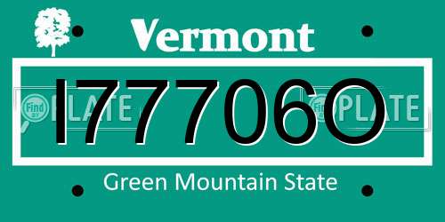I77706O Vermont License Plate