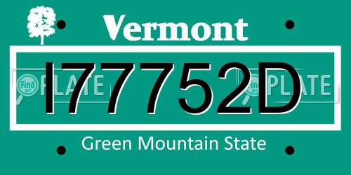 I77752D Vermont License Plate